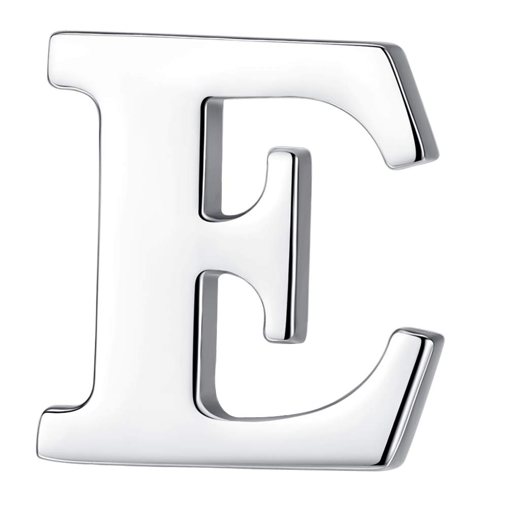 HONEY BEAR Silver Initial Letter Tie Lapel Pin Brooch for Men Women Shirt