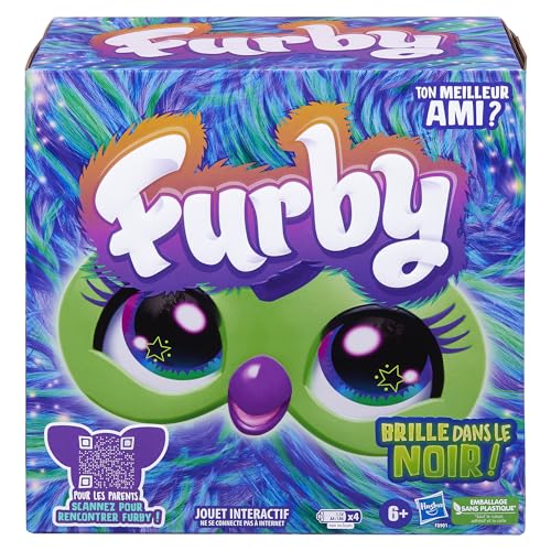 Hasbro Furby Galaxie, Peluche Parlante Qui Brille dans Le Noir - Version française, Personnage Fantaisie, Peluches Électroniques, Jouets pour Filles et Garçons Dès 6 Ans