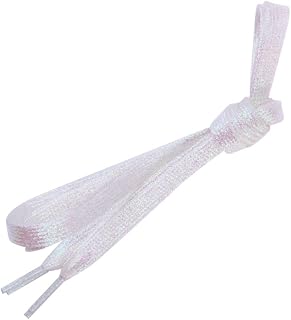 HANABASS 1.1m Cordones Planos Brillantes Con Purpurina Color Blanco Resistentes y Duraderos Para Zapatillas Deportivas y Zapatos Casuales