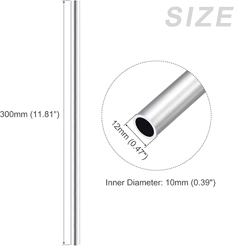 Miniatura 138 de METALLIXITY Tubo de aluminio 6063 (0.394 in de diámetro x 0.276 in de diámetro interior x 11.811 in de largo), 2 piezas, tubo redondo de aluminio
