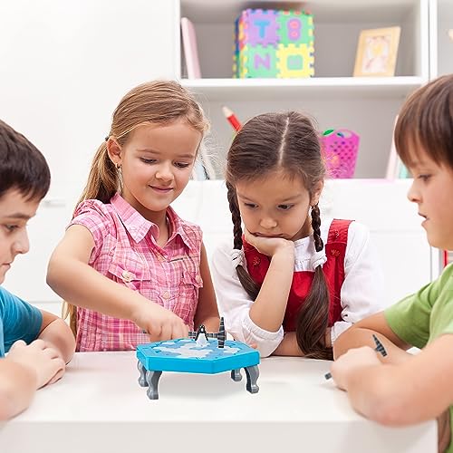 Relaxdays Pinguin Spiel, Kinderspiel ab 3 Jahre, Spielspaß für die Familie, 2–4 Spieler, Eisbrecher-Spiel, blau/weiß – Bild 4