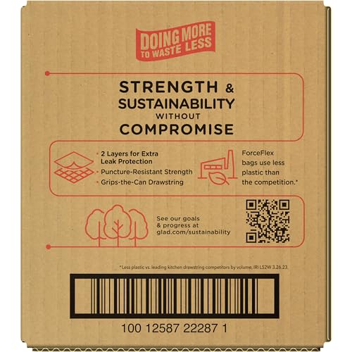 Glad Trash Bags, ForceFlex Tall Kitchen Drawstring Garbage Bags, 13 Gallon, Unscented, 120 Count. - Image 5