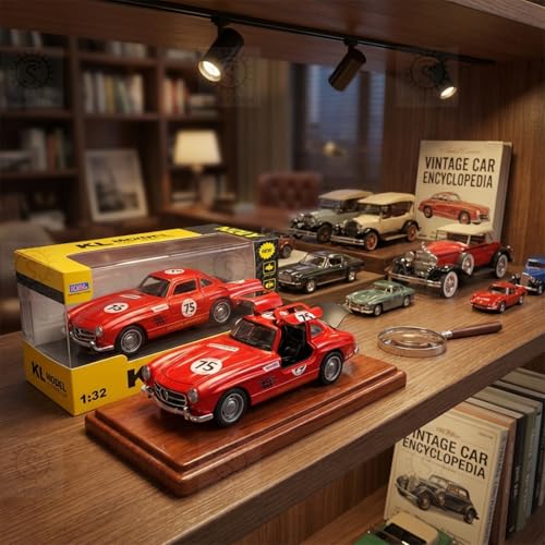 Image of SHAKTISM 1:36 Scale Die Cast Metal Classic Gullwing Sports Car Toy, Pull Back Alloy Model Car with Opening Doors, Light & Sound, Mini Collectible Vehicle for Kids and Collectors
