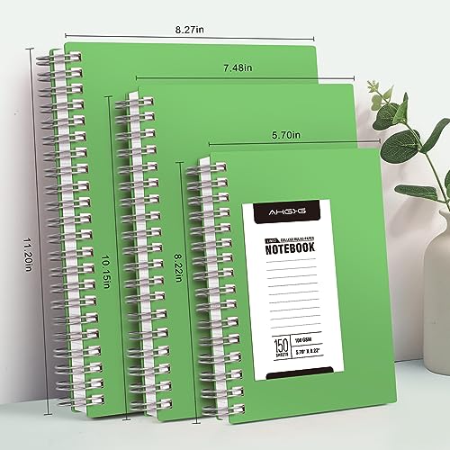 Ahgxg Spiral Notebook College Ruled - Large Spiral Notebook 8.5" X 11", 300 Pages Writing Journal For Work, 100Gsm Thick Paper, Plastic Hardcover A4 Notebook For School Supplies Women Men, Green #TOP6
