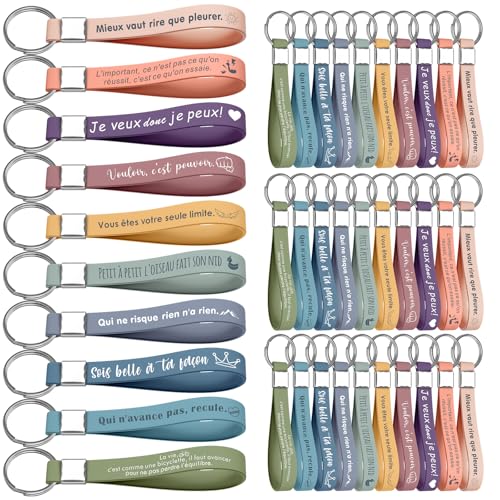 Xingch Lot de porte-clés inspirants en silicone avec citations inspirantes, encouragement, remerciement, cadeau pour employés, collègues, adolescents,...