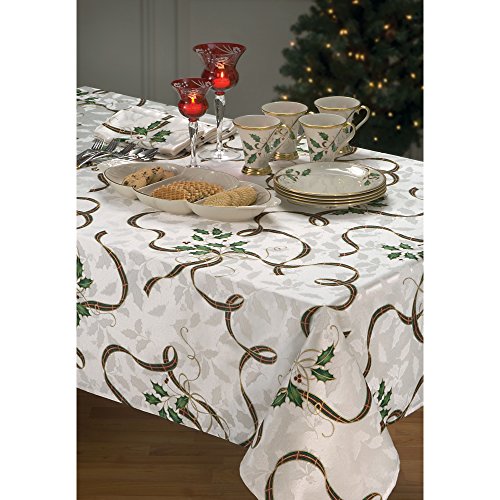 Lenox 7276070Rndmlt Holiday Nouveau Ribbon 70-Inch Round Tablecloth, White #TOP1