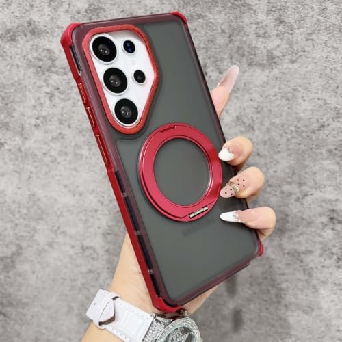 Coque Samsung S26 Ultra avec anneau support métal antichoc silicone rouge rigide