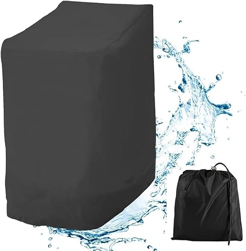 Funda Para Sillas Apilables de Jardin 114x85x65cm Impermeable Funda Sillas Apiladas con Cuerda Ajustable 210D Oxford Funda Protectora Para Sillas Apilables para Jardin Exterior (1PC)