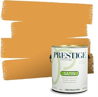 PRESTIGE Paints Interior Paint and Primer in One, 1 Gallon, Satin, Melted Caramel