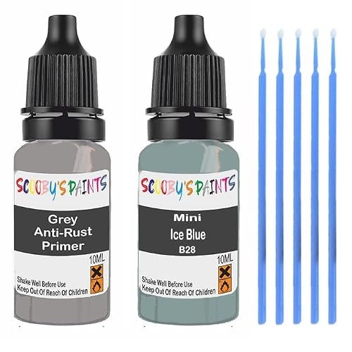 Scoobys Paints Back In The Mix Blue/Grey Touch Up Paint For Mini Ice B28 Scratch Stone Chip Repair With Primer