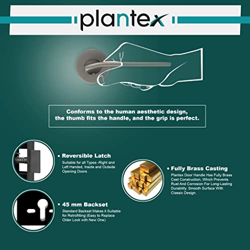 Image of Plantex Fully Brass Door Lock with 3 Years of Warranty /Main Door Lock for Home /Mortise Lock for Door - Main Door Lock Set (Sumer-3037, Satin Black Matt)