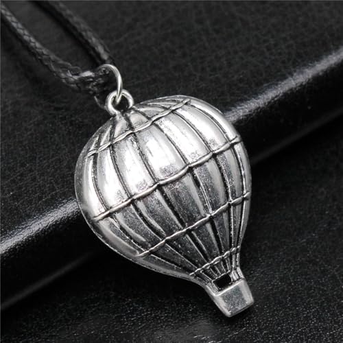 Collier chaîne en corde argenté vieilli 23x32mm cordon simili cuir - 4