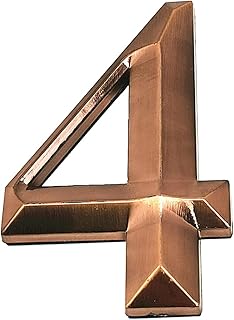 Zayookey 3 Inch (7 cm) Modern Door Address Number 3D Self Adhesive Sticker House Number ABS Electroplated Bronze Plastic Mailbox Numbers for Apartments Hotel Room (Door Number 4)