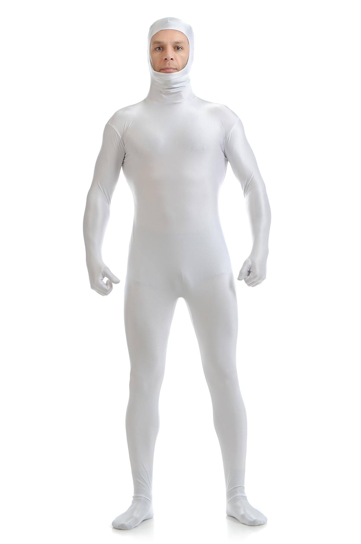 ATHX Men's and Women's Spandex Open Face Bodysuit Costume Adult Stretchy Halloween Cosplay Body Suit Zentai Suit Outfits