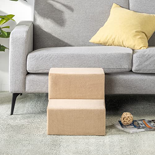 Zinus Foam 13 Inch 2-Step Step Pet Stairs / Pet Ramp For Cats And Dogs, Extra Small, Beige #TOP1