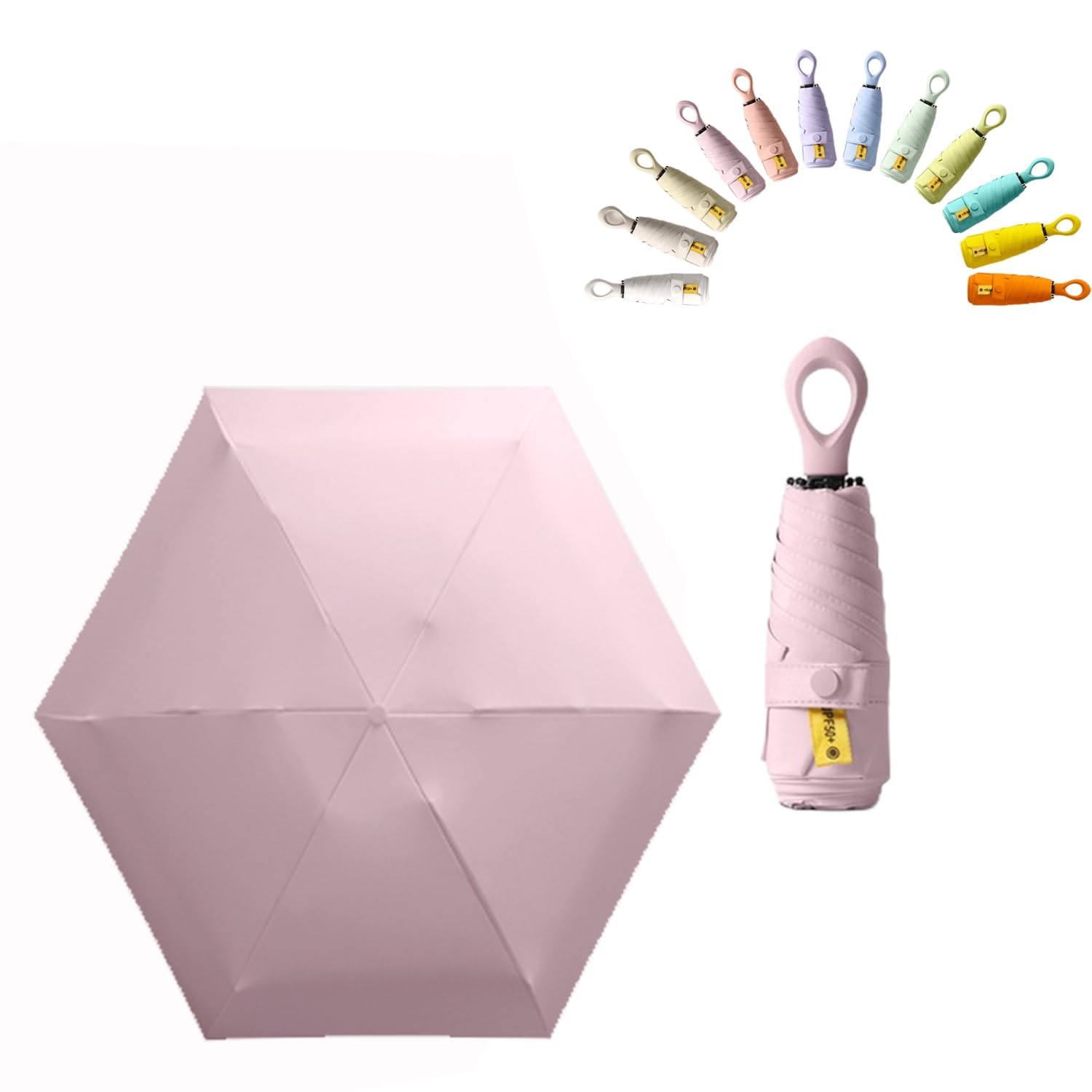 isabrella Mini Sun Travel Umbrella Ring handle Coating Layer Fabric Compact Folding Purse Umbrella, Lightweight Small Portable Backpack, Rain Sun, Blocking, Anti UPF 50 UV Protection 99.9% Men Women Kids-picture-27