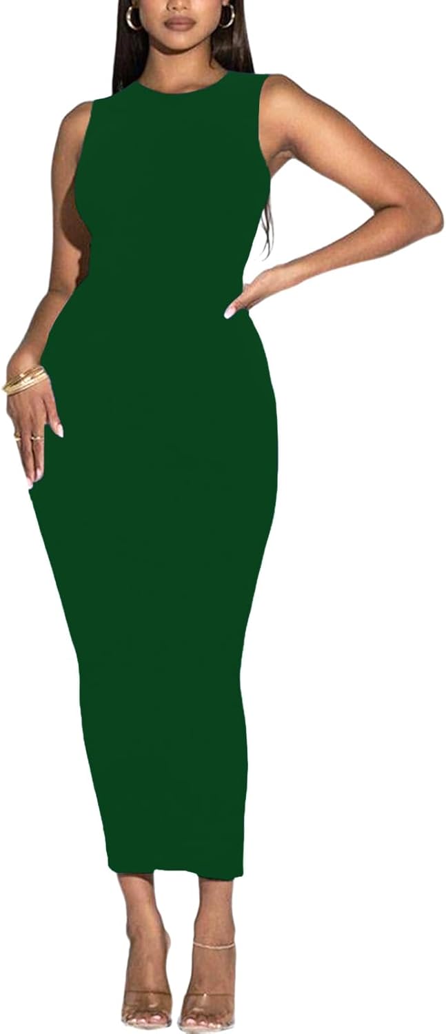 Women's Summer Long Bodycon Dress - Casual Basic Club Party Sleeveless Tank Sheath Dresses - Image 2