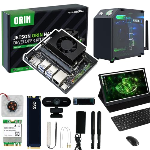 Image of Yahboom Jetson Orin Nano 4GB RAM AI Kit,FHD 15.6in Touch Screen+Jetson Case+USB Camera+Wireless Keyboard and Mouse,Intelligence Electronic Kit for Jetpack6.2