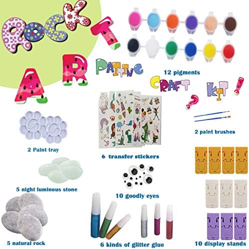 Grebesty Rock Painting Kit for Kids Adults, Glow in The Dark Painting Rocks, DIY Handmade Art Rock Painting Supplies Creative Perfect Craft Gift for Boys and Girls