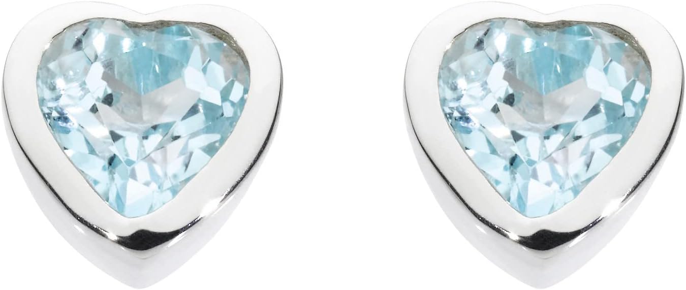Women's Sterling Silver and Stone Heart Stud Earrings