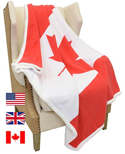 Catalonia Sherpa Fleece Blanket,Canada National Flag Maple Leaf Print Patriotic Plush Super Soft Warm Reversible Polar Throws For Couch Bed 60” X 50” #TOP6