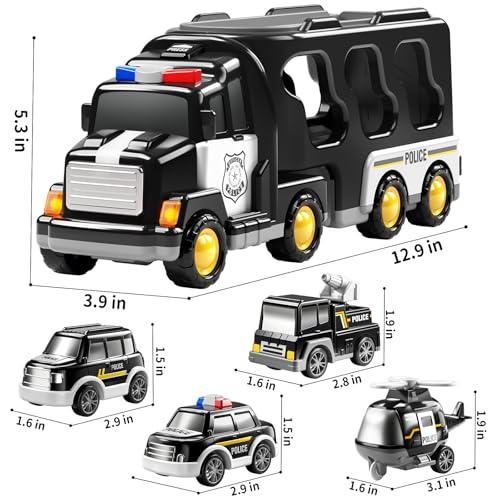 image for TEMI Police Trucks Boy Toys for 3-5 Year Old Toddlers - Toys for 3 4 5