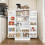 Shintenchi Kitchen Pantry Cabinet,5 - Layer Storage Cupboard with Adjustable Shelves for Organizing and Storing Food Items,47'' Versatile Buffet Sideboard for Kitchen, Bathroom and Laundry,White