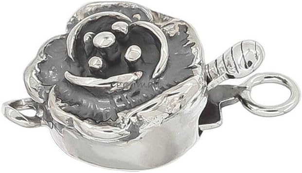 egemmall Antiqued Sterling Silver Rose Flower 1-str Pearl Box Clasp 9mm for DIY Neckalce and Bracelet