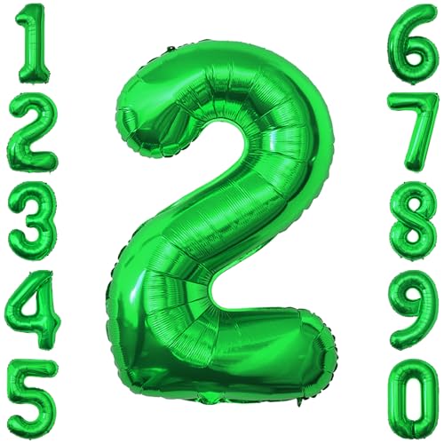 Green Number 2 Balloon 40 Inch, Foil Numeral Double Joyful Green Parties