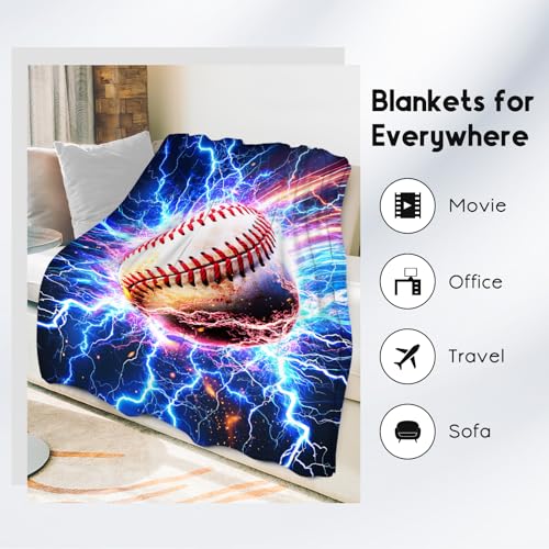 Baseball Blanket Gifts Kids Blanket for Boys - 60" x 80" Soft Cozy Throws for Men, Adults & Sport Lovers