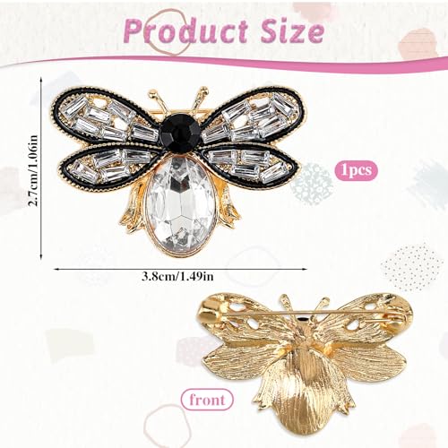 Image of Bee Brooch Pin, Honey Bee Rhinestone Pins Vintage Crystal Insect Themed Lapel Pins Stylish Accessories for Women Men Party Dating Daily