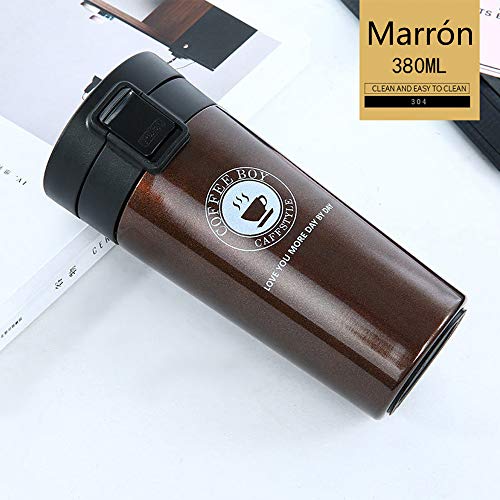 Vaso Termico Café Termo Taza Botella Taza Coche Acero Inoxidable Café Agua Thermos Frascos Termo Cafe Hermetico (Marrón) - Imagen 8