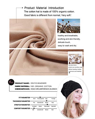 Osvyo Cotton Chemo Turbans Headwear Beanie Hat Cap For Women Cancer Patient Hairloss Black #TOP3