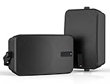 MWAU Outdoor Bluetooth Speakers 400w for, Porch, Gazebo, Soffit, Garage, Patio, Entertainment Room. Wall Mount Speaker, Wireless Sync Up to 100 Speakers, IPX5 Waterproof (2 Pcs Black)