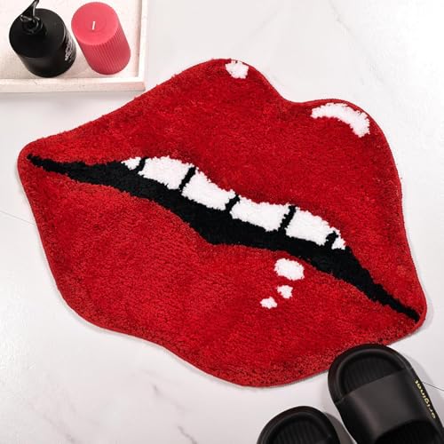 Image of AAZEEM Mat Rugs Non-Slip Abstract Bath Rugs Cute Mat Washable for Tube|Rectangular Door Mat for Home |Drawingroom |Easy Clean Indoor and Outdoor Floor Mat |Super Absorbent |Red|16 inchx24 inch & 20 inchx32 inch |