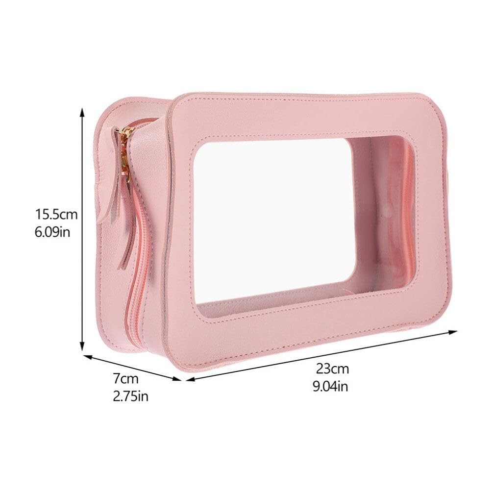 Transparente Reisekosmetiktasche aus PVC, Rosa, 2 Stück