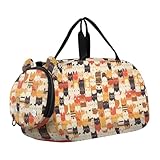 Cartoon Cats Family Cute Boy Gym Duffel Bag with Shoes Compartiment Multifonctionnel Overnight Bag for Travel Sports Duffel Weekender