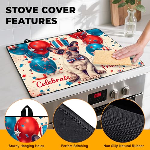 Image of Patriotic Stove Top Cover, Heat Resistant Electric Stove Protector Mat, Large Diatomite Kitchen Counter Mat, Independence Day Decor American Flag Kitchen Accessory (dog, 28x20 Inch)