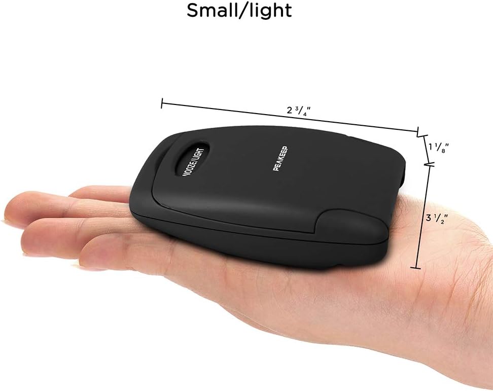 Peakeep Small Folding Battery Operated Alarm Clock, Travel Digital Easy Operation Alarm Clock (Black)