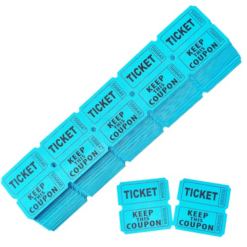 Volokitx 240 Pcs (120 Pairs) Blue Double Raffle Tickets – 50/50 Raffle Tickets for Parties, School, Fundraisers, Carnivals, Charity & Company Events