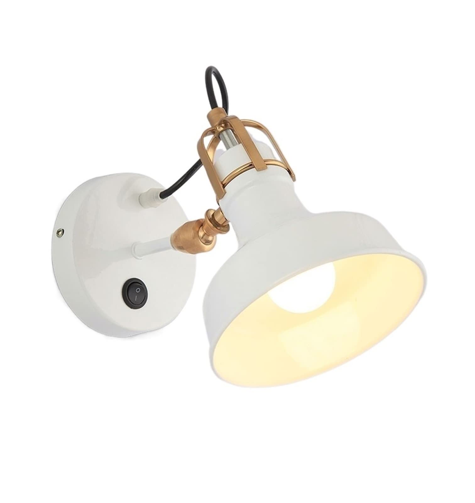 OZBMA Wall Mounted Light Modern Simple Metal Iron Rocker Arm Bedside White Sconce American Country Rotatable Study Lamp Loft E27 Aisle Bedroom Office Lighting Lantern Reading Ligh