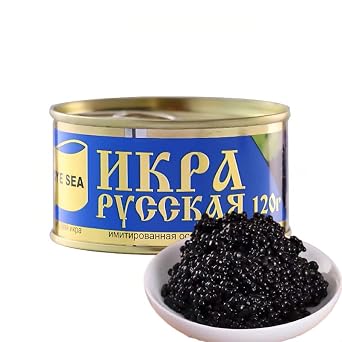 Love Sea Russian Black Caviar, Imitation Sturgeon Roe, Canned, 120g