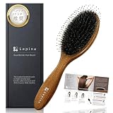 【1分deサラツヤ、美髪習慣】Lepina ヘアブラシ 猪毛 高密度 優しい ピン レディース 豚毛 改良 頭皮ケア 静電気防止 木製 高級 けやき 軽量 プレゼント 女性