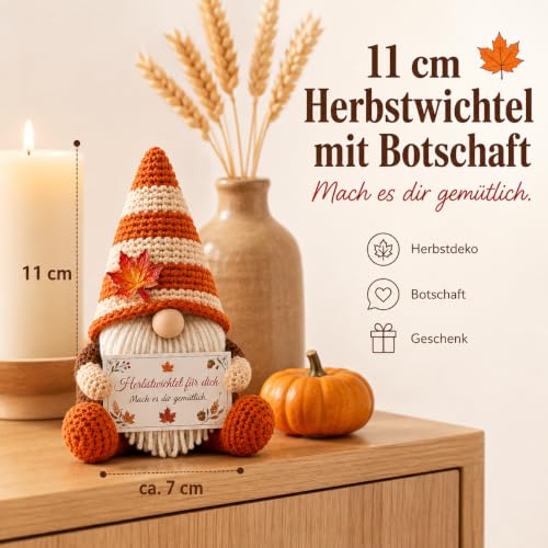 Herbstdeko Wichtel Figuren - Gemütliche Herbstdeko Wohnzimmer, Süßes Geschenk für Familie & Freunde, Festliche Deko für Erntedankfest – Bild 2