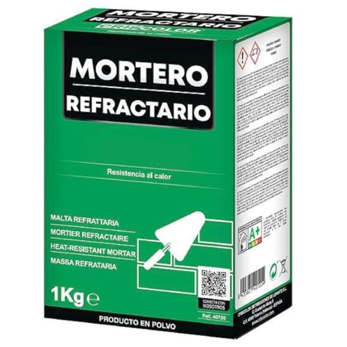 YIJIA | Mortero refractario resistente al calor, Ideal para Revestir estructuras que soportan altas temperaturas, Formato 1 Kg, Color Gris