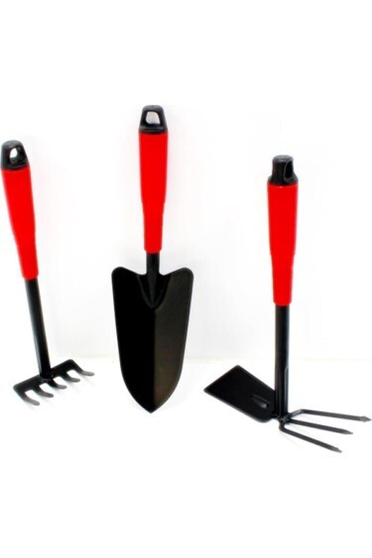 Mini Hobi Metal Bahçe Seti Tırmık Çapa Kazma Kürek 3lü Bahçıvan Çiçek Bakım Seti