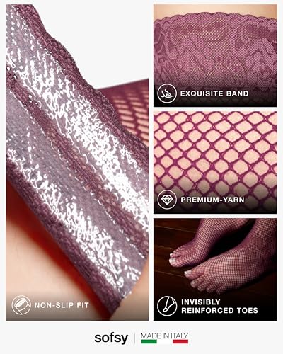 Image of sofsy Italian-Made Soft Fishnet Stockings for Women
