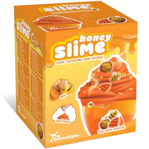 Science4you Kit de Slime de Miel para Niños - Mezcla, Espolvorea y Decora tu Slime Naranja y Amarillo con Adornos, Slime Suave como Mantequilla. Kit ASMR, Regalo para Niños y Niñas de 5 6 7 8 9+ años