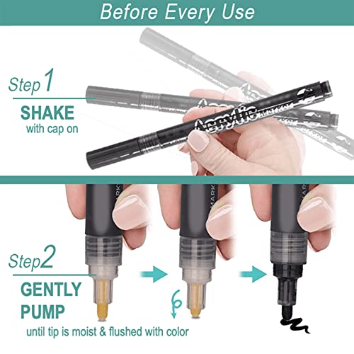 High Pigmented Acrylic Paint Markers, Paint Pens Acrylic Markers, Acrylic Paint Marker Pens, For Rock Painting, Mug, Ceramic, Glass, Wood, Fabric Painting, Canvas,Metal (18 Colors) #TOP1