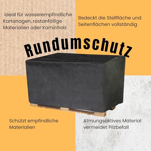 BioHelfer Palettenhusse für Industrie-, Europaletten und Gitterboxen, waserdicht, Palettenschutz, Abdeckplane, 130x90x65 cm